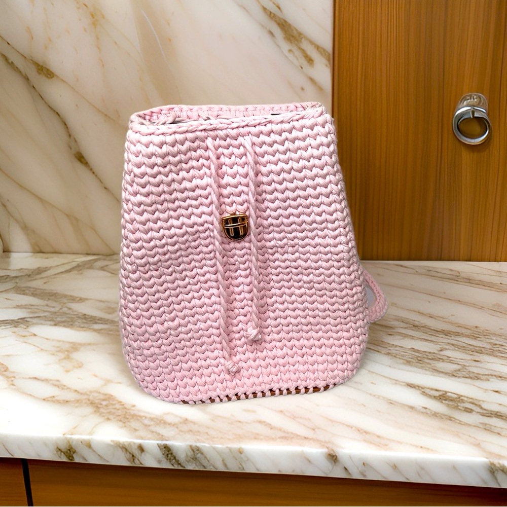 Pink Crochet Backpack